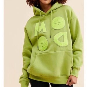 NWT 310MOOD Green oversized hoodie with logo.Large front pocket.Size S